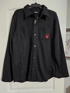 Spyder Avalon Shirt Jacket Mens Medium Black Button Up Shacket Fleece New Tags - Picture 1 of 4
