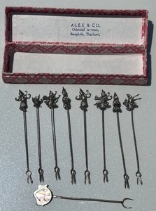 Set of 8 Alex & Co. Bancock Sterling Silver Cocktail Forks W/ Box 16 G - Picture 1 of 20