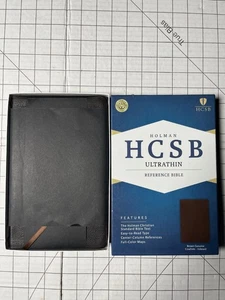 HCSB Ultrathin Reference Bible Brown Genuine Cowhide Indexed by Holman Bible - Picture 1 of 2
