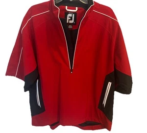 FootJoy Mens Large Golf Windbreaker 1/2 Zip Pullover Jacket Red/Black - Picture 1 of 6