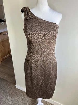 Kay Unger 鸡尾酒礼服女式 6 码豹纹紧身派对单肩 — 第 1/4 张图片