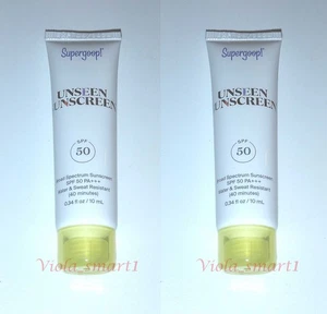 2x Supergoop! Protector solar invisible FPS 50 0,34 oz / 10 ml tamaño de viaje 08/26 - Imagen 1 de 3