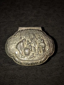 3.5” Vintage JAPAN Embossed Hinged Coffin Jewelry Trinket Box Red Velvet Inside - Picture 1 of 7