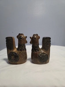 Japan Rooster & Hen Salt & Pepper Shakers Hand Painted Vintage - Picture 1 of 6