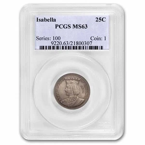1893 Isabella Quarter MS-63 PCGS - Picture 1 of 3