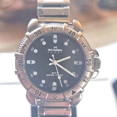 SKAGEN Sports Denmark 42LTB Analog Quartz Watch Rotating Bezel Speidel Band - Image 1 of 4