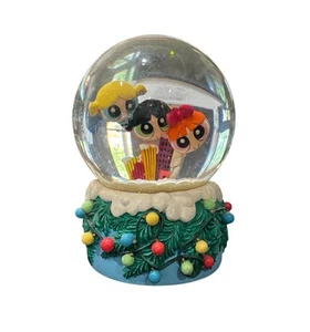 Powerpuff Girls Snow Globe Music Box Enesco Auguri Buon Natale Vintage 2000 Y2K - Foto 1 di 8