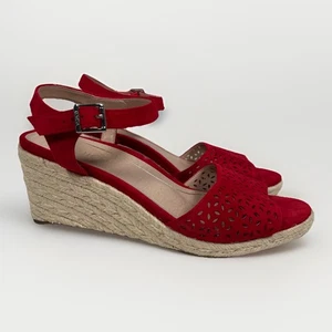 Vionic Ariel bequeme Damen-Espadrille-Keilsandalen Größe 11 rotes Wildleder VS387 - Bild 1 von 8