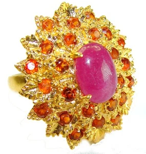 Natürlicher Rubin Ring 10,5ct 18K Gold über Sterlingsilber Gr: 7,75 Handarbeit - Bild 1 von 4