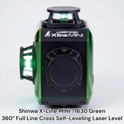 Shinwa X-Line MINI 71630 Green 360° Full Line Cross Self-Leveling Laser Level - Image 1 of 4
