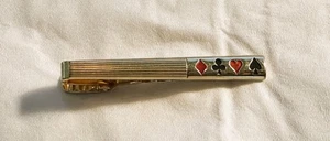 Vintage Anson LUCKY POKER Playing Card Suits Gold Filled Tie Tack Bar Clip Mint - Picture 1 of 5