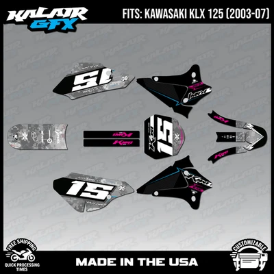 Kit de gráficos para KAWASAKI KLX 125 (2003-2007) KLX125 CYBERWARE - Magenta Foto 1 de 4