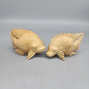 Vintage Paar Set Koi japanische Fische Holz 4" geschnitzt - Bild 1 von 5