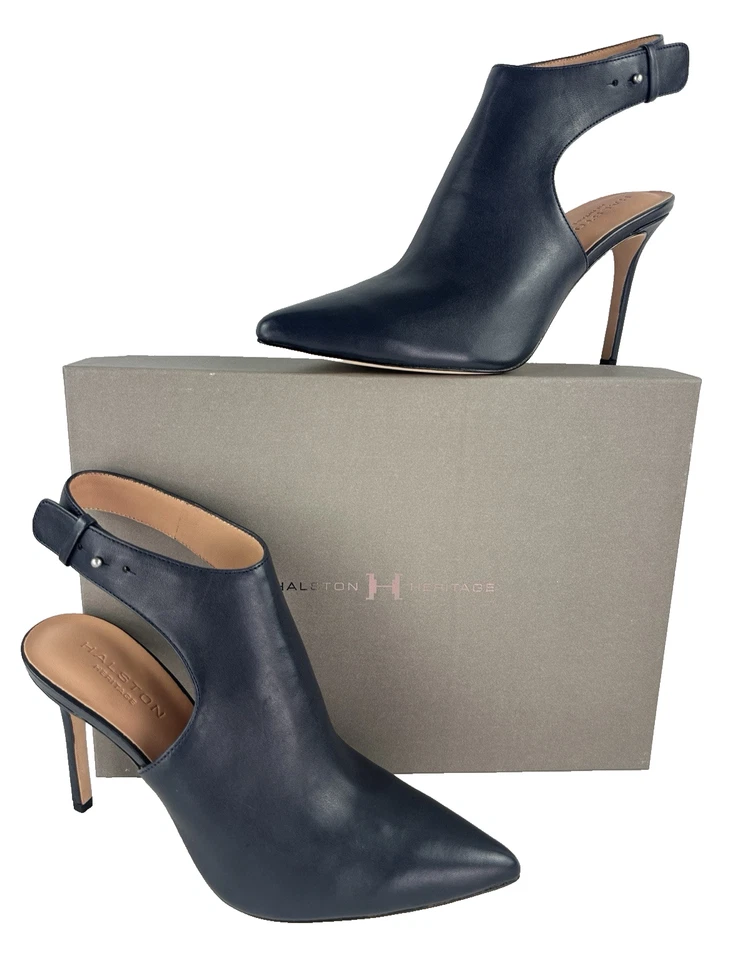 $395 Halston Heritage NIB 8.5 US 38.5 EU Blue Leather Betty Heels Pump Shoes - Image 1 of 4