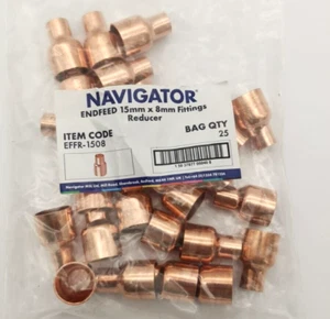 Pack of 25 Navigator Endfeed 15mmx8mm COPPER FITING REDUCER - Picture 1 of 2