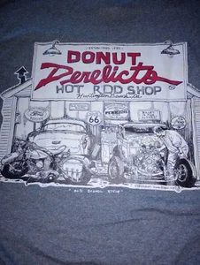 Donut Derelicts Huntington Beach California Hot Rod Shop graphic t-shirt Mens Lg - Picture 1 of 3
