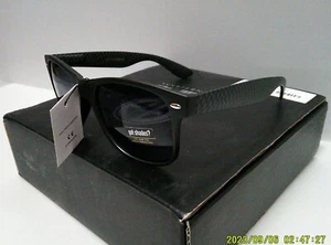 Kohlefaser Sonnenbrille Retro 80er Style 100% UV-Schutz schwarz auf schwarz - Bild 1 von 10