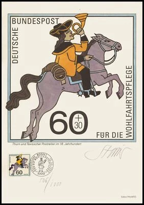 ART-EDITION 1989 GERMANY 1437 POSTREITER POSTILLION PFERD HORSE - HAND-SIGNED !! - Image 1 of 3