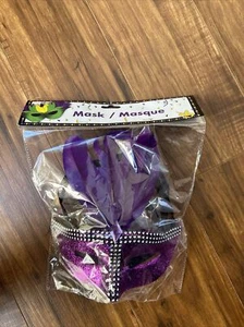 Feather Venetian Masquerade Mask for Women Purple - Picture 1 of 10