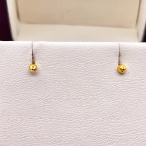 22 Karat Gelbgold Diamant Schliff Blume Runde Kugel Kinderohrringe 2,4 mm - Bild 1 von 6