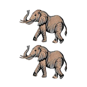 Großer Elefant Tier (2er Pack) Bügelbild Patch - Bild 1 von 4