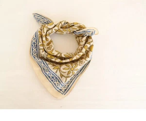 Bandana suave 100 % algodón, bandana de cena informal natural con estampado de bloques a mano orgánica - Imagen 1 de 7