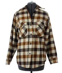 Vintage 50s 60s L.L.Bean women's plaid button front wool hunting shirt 12 - Picture 1 of 14