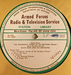 RADIO SHOW: AFN SP-1653 DAVID ROSE 'WONDERFUL WORLD OF BROTHERS GRIMM'  - Picture 1 of 2