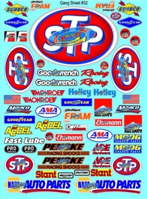 CLEAR MATTE VINYL RACING Sticker Sheet 32 STP-R/C MODEL Die-cut-Decal 1/12-1/10 - Image 1 of 4