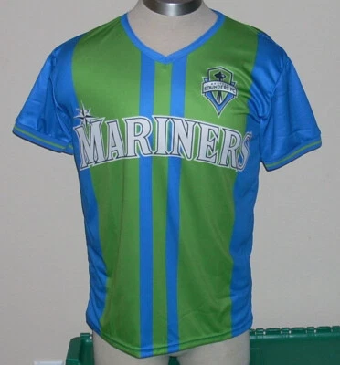 SEATTLE SOUNDERS 2023 SGA JERSEY MARINERS PROMO JERSEY SIZE SMALL - Image 1 of 2
