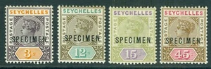 SG 22-25 Seychelles 1893. 3c-45c overprinted specimen. Lightly mounted mint - Picture 1 of 1