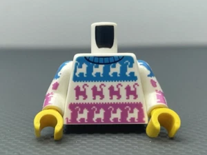 LEGO White Minifigure Torso Cats Sweater Dark Pink Dark Azure Series 27 Cat (x1) - Picture 1 of 10