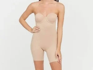 ASSETS BY SPANX Women's Flawless Finish Strapless Cupped Midthigh Bodysuit -M - Picture 1 of 5