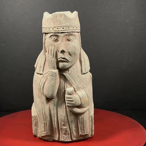 Fermaporta drammatico Queen Lewis Chessman copia cemento faccia triste giardino arte - Foto 1 di 9