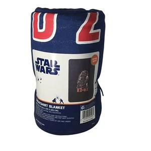 Disney Star Wars R2D2 Sweatshirt Bed Blanket 60in X 90in Cotton Blend Blue New - Picture 1 of 12