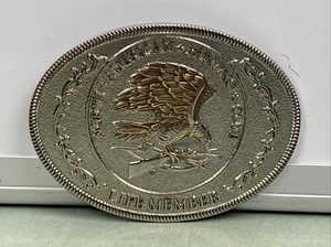 Belt Buckle North American Hunting Club Eagle Symbol Silver Tone Vintage Guns - Picture 1 of 5