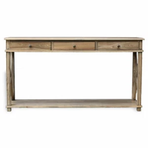 Hamptons Halifax Side Cross Drawers Console Hall Table Furniture Natural Oak - Picture 1 of 9