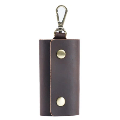 CUERO Coche Cadena Anillo Llaves Soporte Estuche Cartera Organizador Bolsa Café NUEVO Foto 1 de 4