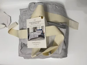 Schwelle Bettbezug King Baumwolle 300 Stück 3-tlg Set Grau Streifen Damast Satin - Bild 1 von 1