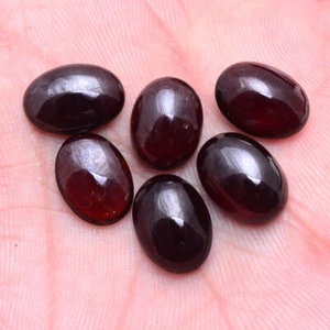 6 Pcs Natural Hessonite Garnet 12mm-13mm Oval Cabochon Untreated Loose Gemstones - Picture 1 of 9