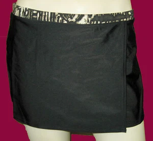 NWT PROFILE BY GOTTEX BLACK SWIM SKIRT WHT/BLK TRIM sz - 14 - Picture 1 of 4