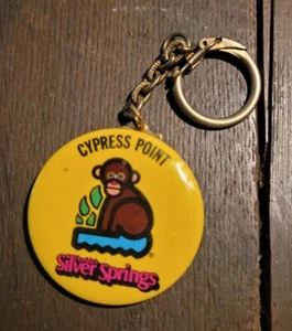Vtg Button Keychain Cypress Point Florida Silver Springs Amusement Park 1978 - Picture 1 of 2