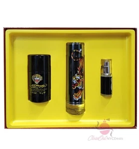 ED Hardy LA Bull Dog By Christian Audigier 3Pcs Set-1.7oz EDT+2.75oz Deo+Mini - Picture 1 of 3