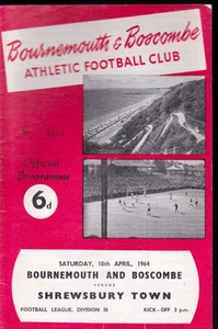 1963/64 Bournemouth V Shrewsbury Town 18-04-1964 División 3 - Imagen 1 de 1