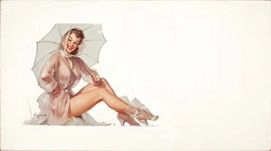 For All Weather Protection - Gil Elvgren - 1958 Classic Image - 10x8 Photo Print - Foto 1 di 1