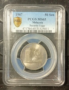 MALAYSIA 1967 50 CENT COIN PCGS MS65. - Picture 1 of 4