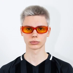 Y2K minimalistic rounded sunglasses in matte orange & shiny orange - Picture 1 of 6