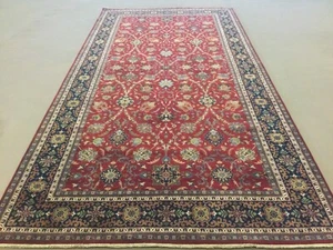 6’ X 12’ Red Navy Blue Traditional All-Over Hand Knotted Oriental Rug Wool Foyer - Picture 1 of 9