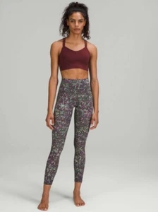 Lululemon Align High Rise Crop taglia 2 leggings floreali viola verde pantaloni yoga - Foto 1 di 8