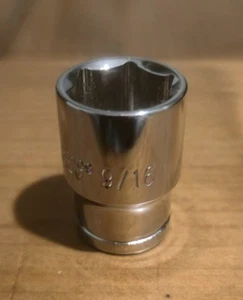 CoCud 6-Punkt Steckschlüssel, 3/8" Antrieb 9/16" Urkunde, verchromte flache Stecknuss - Bild 1 von 4